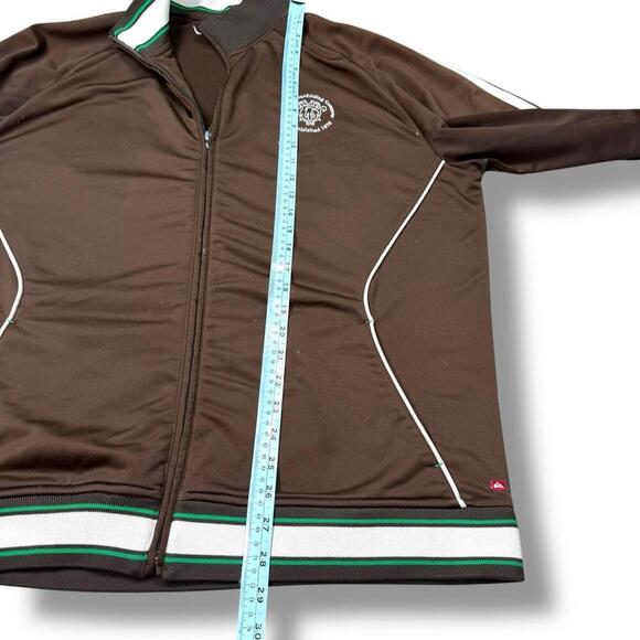 Vintage Quiksilver Track Jacket Brown Full Zip Striped Trim Size XL Y2K Style - Picture 9 of 9
